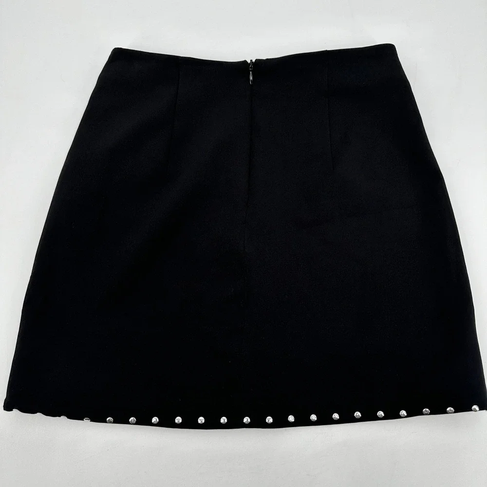 Zara Black Rhinestone Wavy Hem Mini Skirt Size XS Night‎ Out Glam Clubwear Party